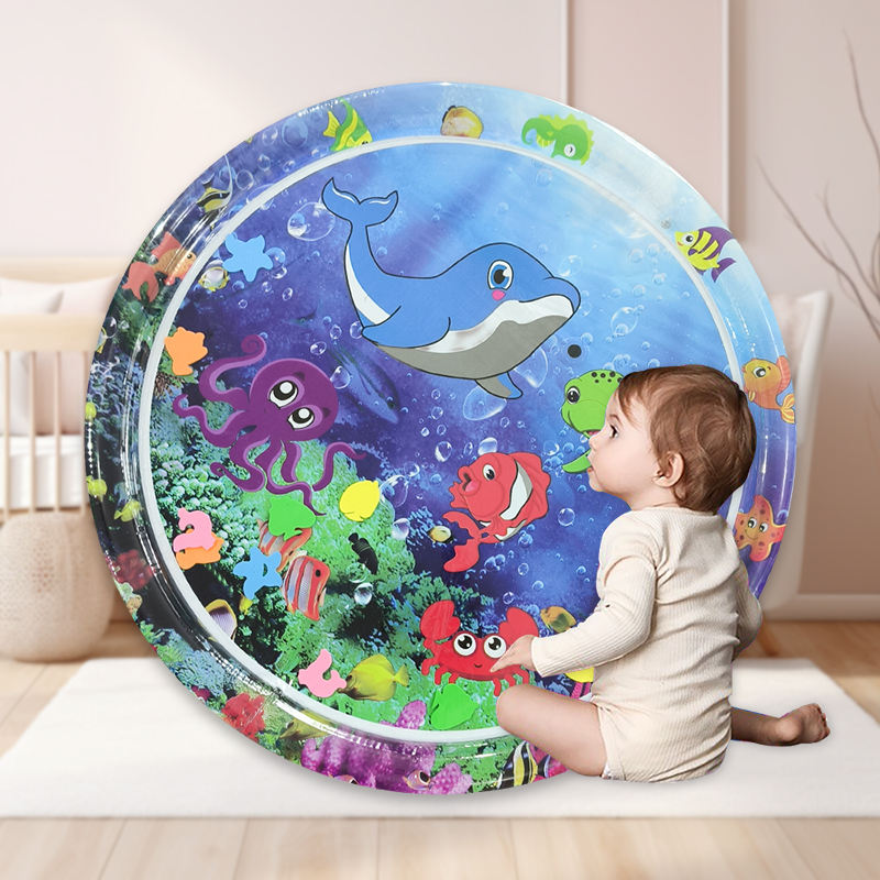 বড় ৪০” x ৪০” ইঞ্চি Baby Water Mat Inflatable Cushion Infant Toddler Water Play Mat Toys